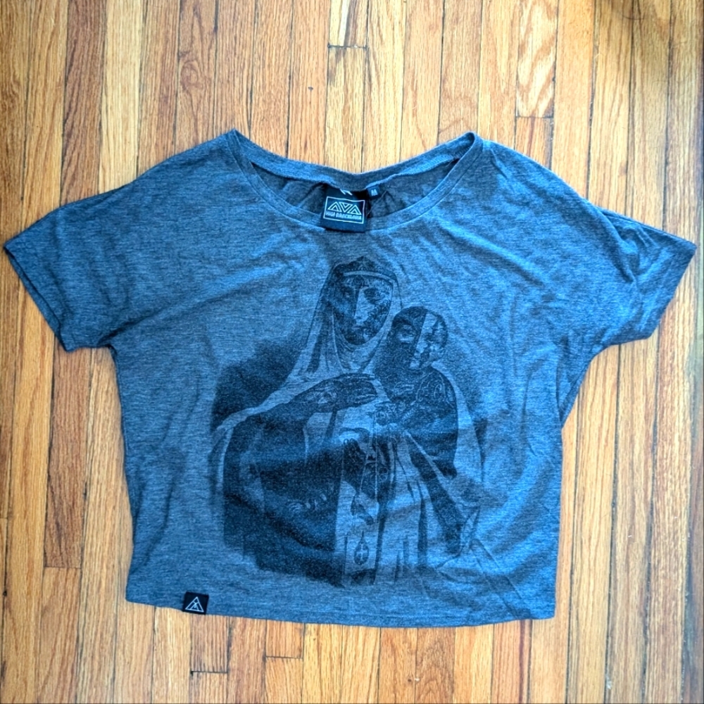 NUN Barcelona Cropped Keyhole Back Tee Goth Madonna Child M